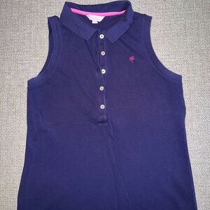 Lilly Pulitzer Sleeveless Polo, navy, size medium.  95% Pima cotton, 5% spandex